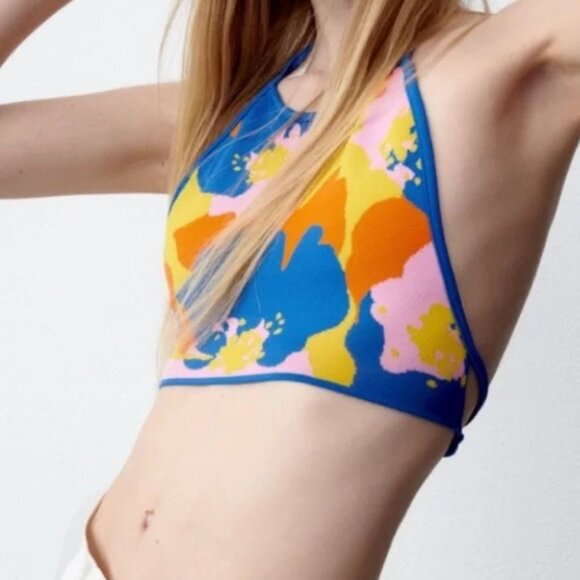 Zara Cropped Halter Top • Women’s Small - Picture 1 of 4